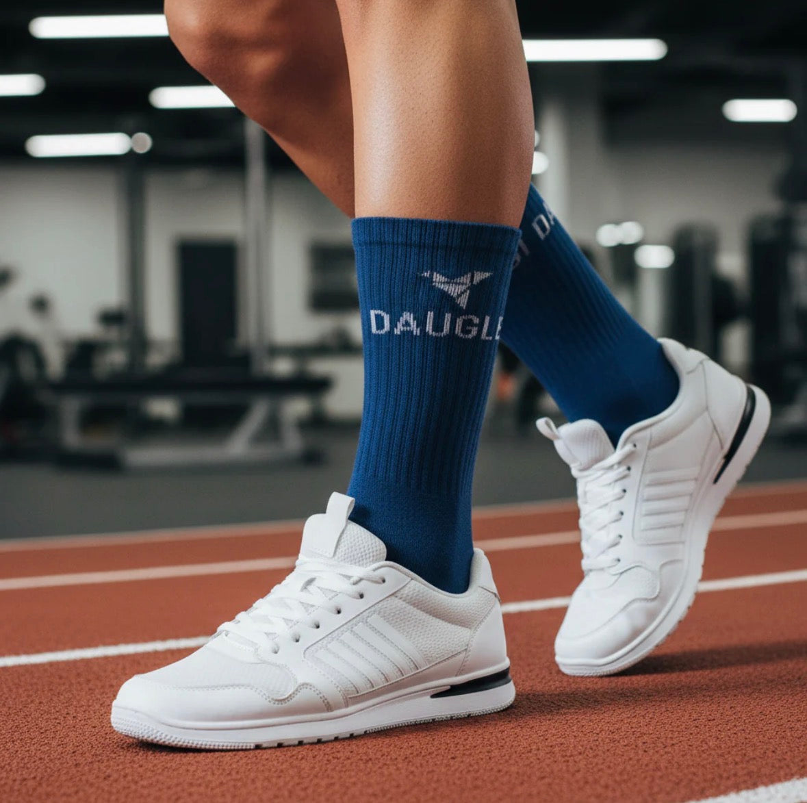 Daugle Performance Crew Socks – 2 Pack | Royal Blue & White