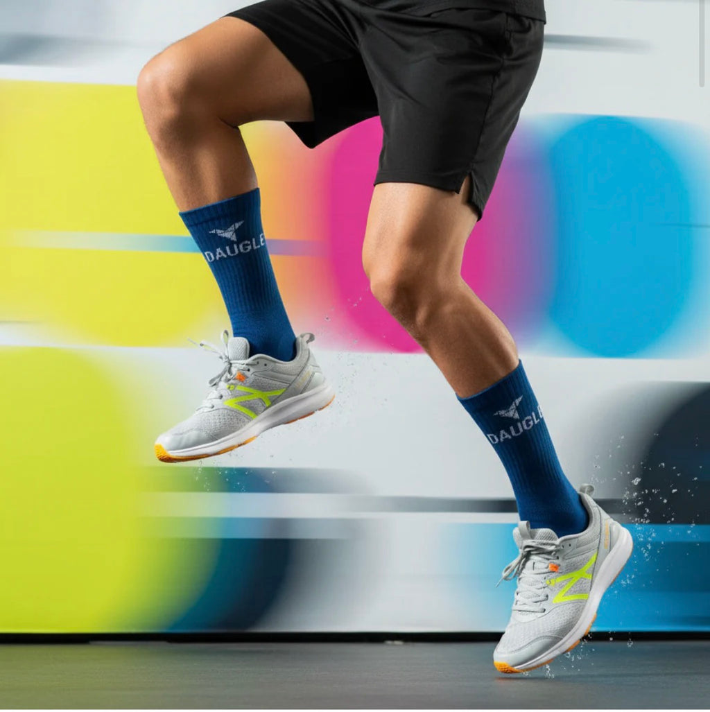 Daugle Performance Crew Socks – 2 Pack | Royal Blue & White