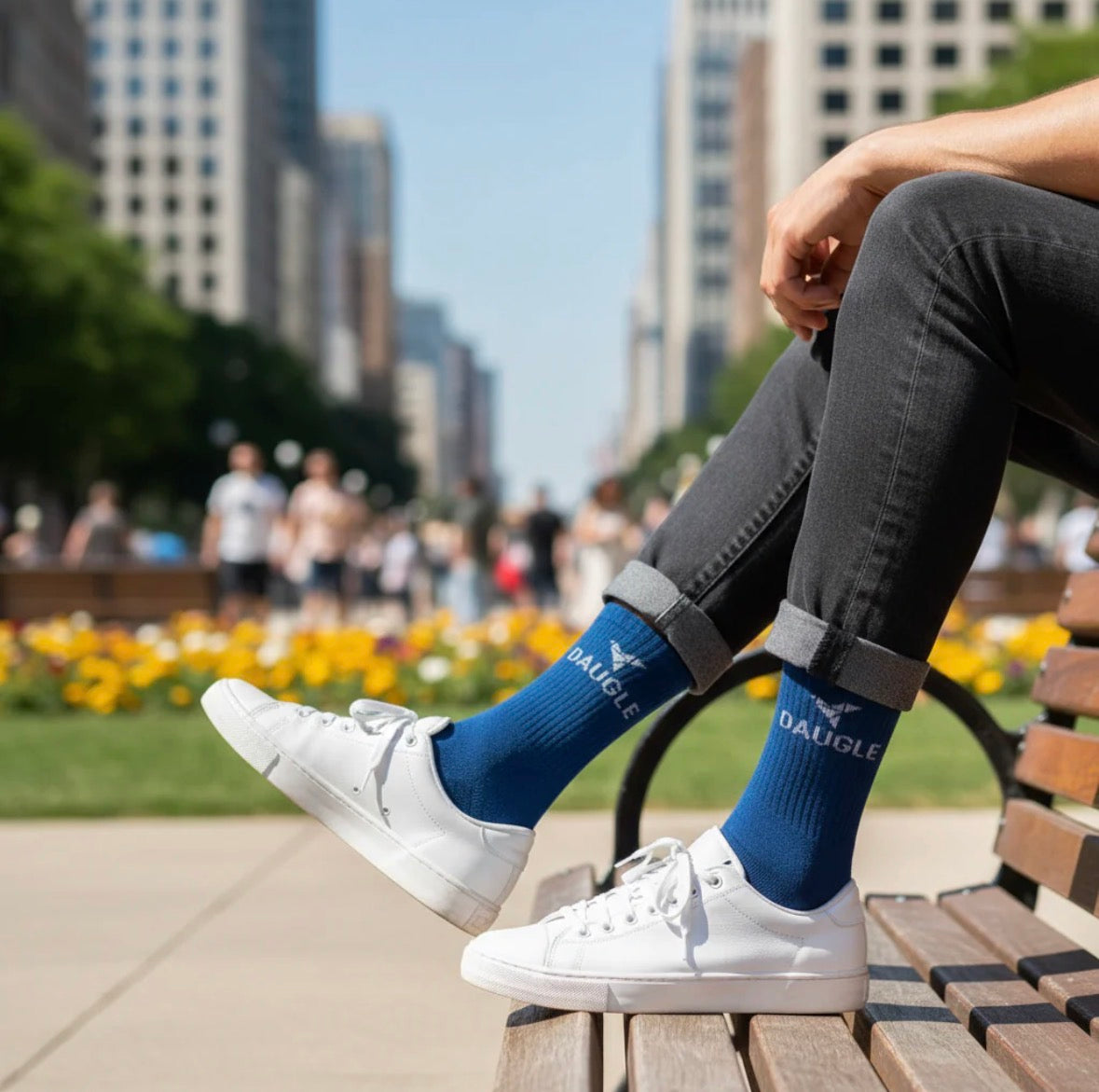 Daugle Performance Crew Socks – 2 Pack | Royal Blue & White