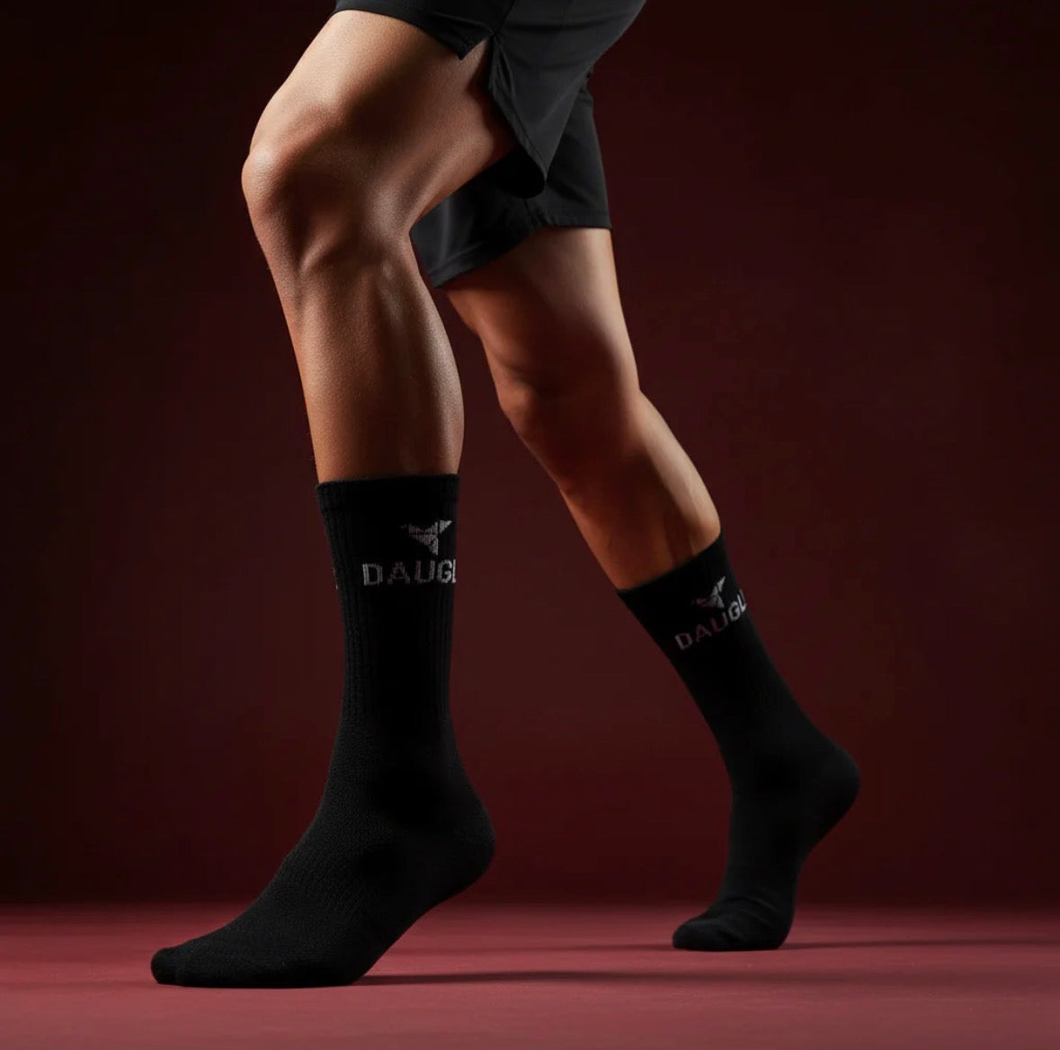 Daugle Performance Crew Socks – 2 Pack | Black