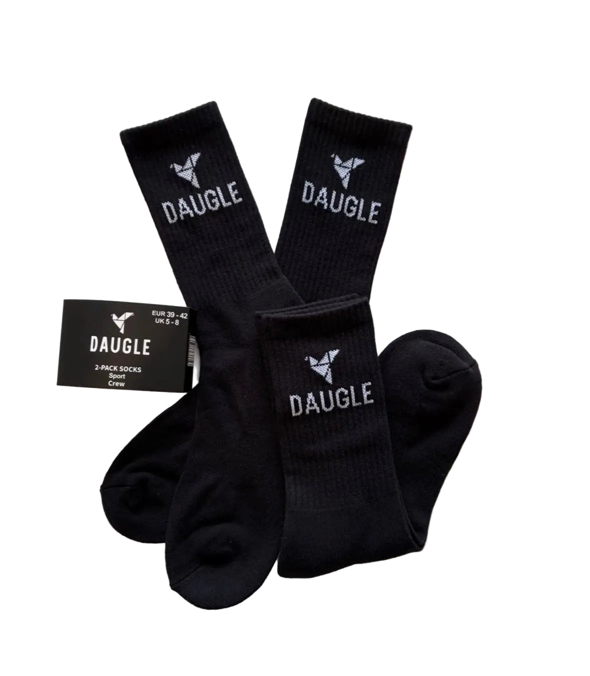 Daugle Performance Crew Socks – 2 Pack | Black