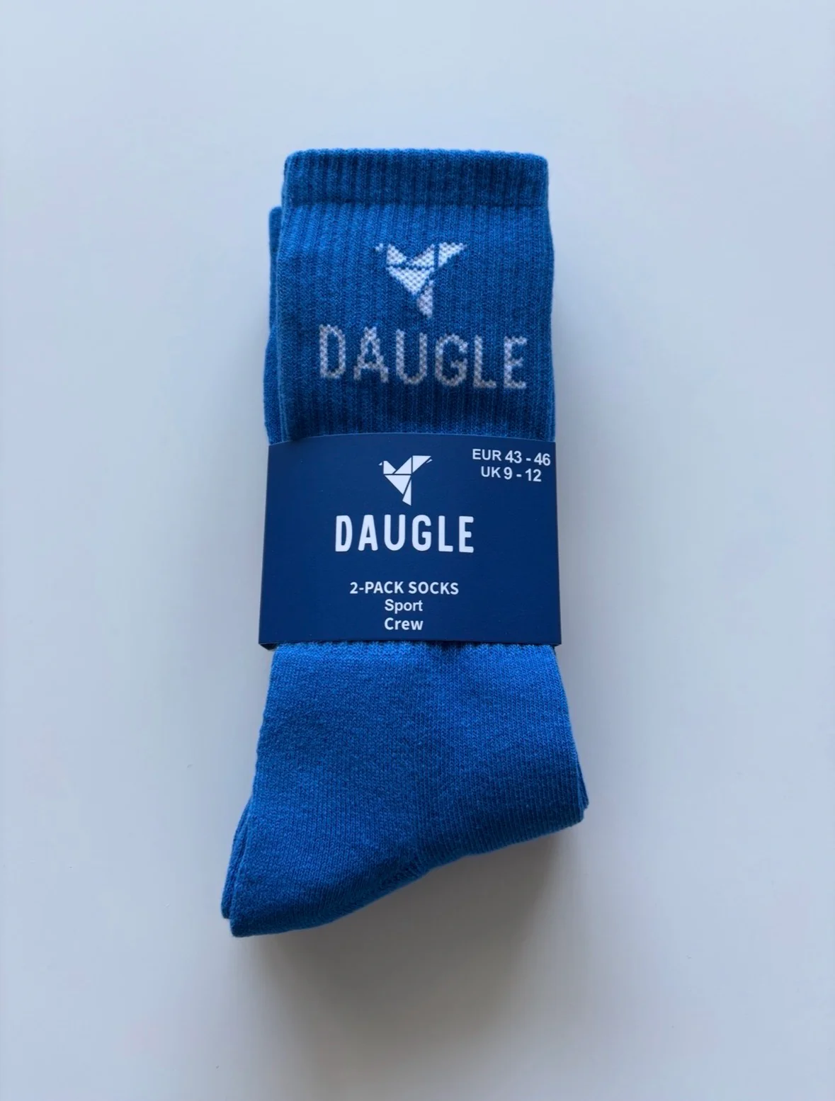 Daugle Performance Crew Socks – 2 Pack | Royal Blue & White
