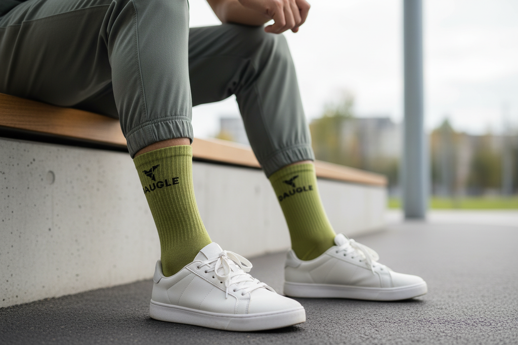 Olive Green Socks Lifestyle Shot